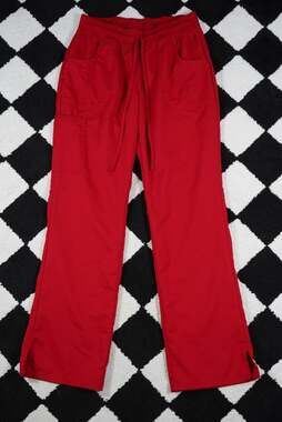 Scrub Star Women's Heart Breaker Low Rise Drawstring Cargo Scrub Pants - Red